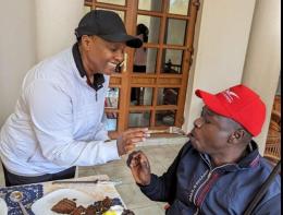 File Image of Pastor Dorcas Rigathi feeding cake to her husband Rigathi Gachagua on a past birthday.